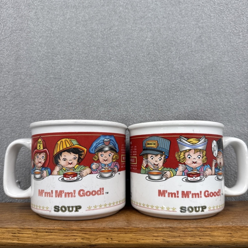 Lot of 2 Vintage 1993 Campbell's Soup Kid's Mm! Mm! Good! Cup Ceramic Mug 14 oz